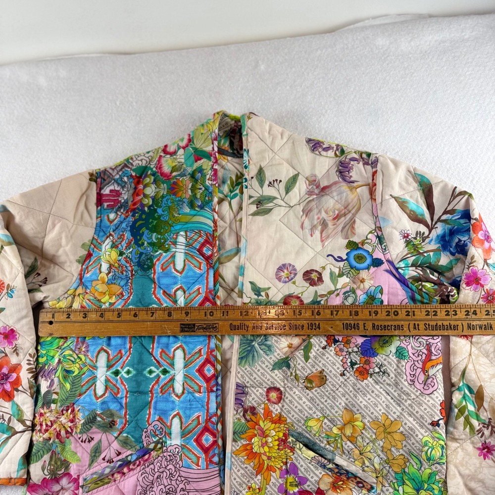 Johnny Was Dreamer Quilted Jacket Womens Multicolor Floral Patchwork Boho L - Picture 2 of 8